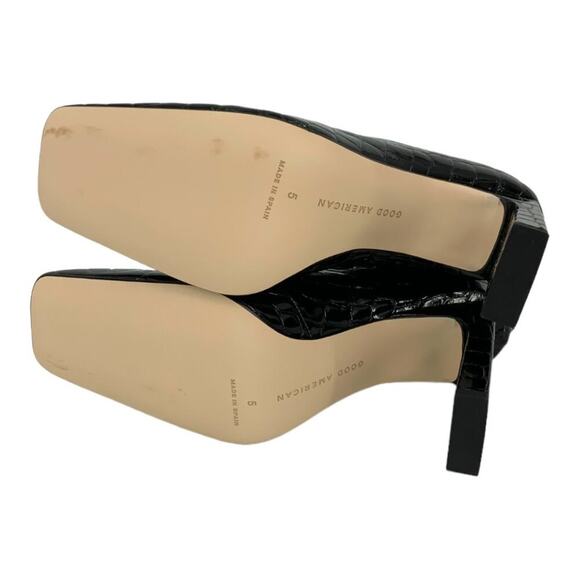 Good American Black Faux Croc Embossed Booties Size 5 NWT $249 MSRP - Picture 7 of 8